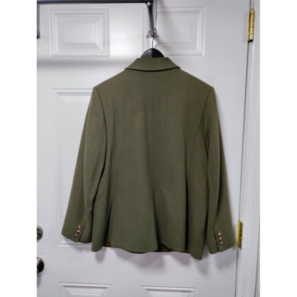 VINTAGE 90's L.L. Bean Cashmere Wool Blazer Jacket Forest Green Size 12P - Picture 4 of 16
